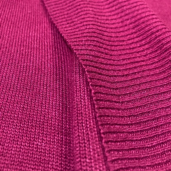 Dress Barn Purple Fuchsia Sweater Jacket Cardigan Peplum Woman’s Large Ruched - Picture 3 of 8